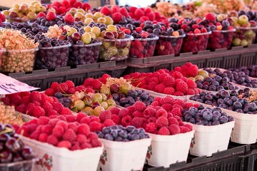 blueberries and raspberries