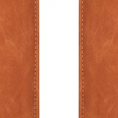 Fotobehang stitched leather background brown colour on whith background © prapann