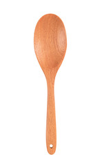 Wooden spoon isolated on white background.