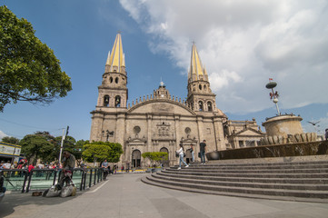 Fototapeta na wymiar Cathedral on historical center or centro historico, city of Guadalajara Jalisco. MEXICO