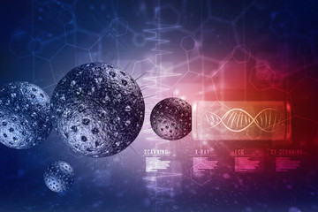 3d rendering Virus bacteria cells background
