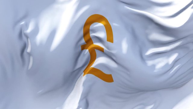 335. UK British Pound Flag Waving in Wind Slow Motion Animation . 4K Realistic Fabric Texture Flag Smooth Blowing on a windy day Continuous Seamless Loop Background.