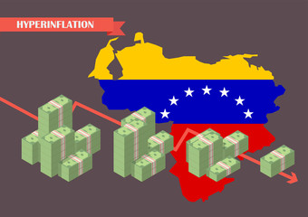 Hyperinflation in venezuela concept