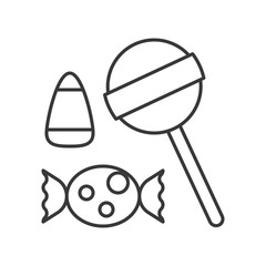 lollipop, sweets and candy Halloween related icon, thin line editable stroke