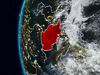 Afghanistan from space during night
