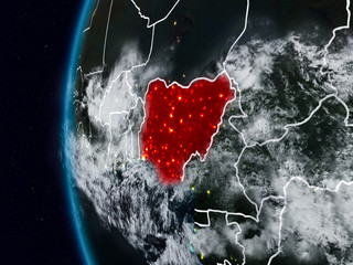 Nigeria from space during night
