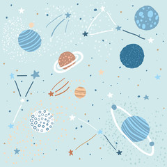 Childish Pattern with Space Elements