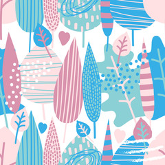 Seamless Pattern with Creative Decorative Leaves