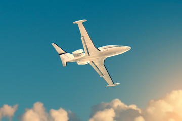 Airplane flying above the clouds