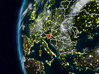 Slovenia from space during night