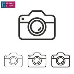 Camera line icon on white background. Editable stroke.