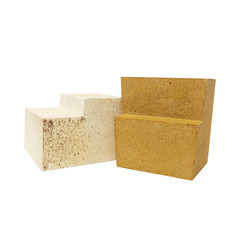 Fireproof products casting processing. Products for use in high modes, lining furnaces, foundry tracts, laboratory glassware,  isolated on white background.