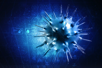 Naklejka na ściany i meble 3d rendering Virus bacteria cells background