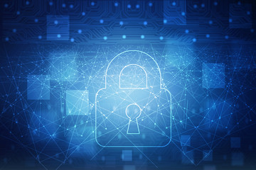 Obraz premium 2d illustration Safety concept: Closed Padlock on digital background 