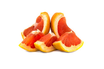 large, ripe grapefruit on white background, bright and very juicy citrus with no background.