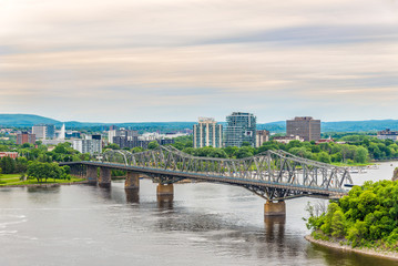 View at the Alexandra bridge over Ottawa river in Ottawa - Canada