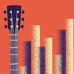 Retro Music poster background with guitar instrument
