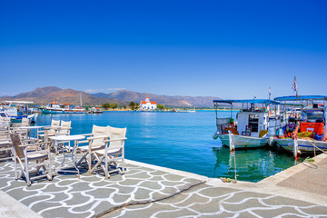 The small harbor on Elafonisos island, Peloponnese, Greece.