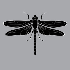 icon dragonfly, silhouette