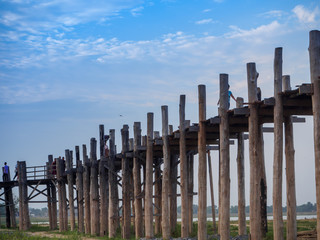 U-Bein Bridge in Mandalay, Myanmar.