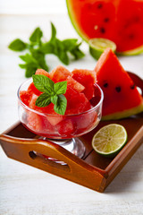 Pieces of watermelon and mint