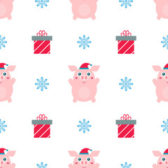 Christmas wallpaper with cute pig