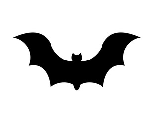 Halloween black bat icon design. Silhouettes style. Vector illustration isolated on white background.