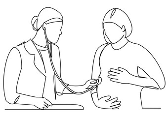 the doctor examines a pregnant woman