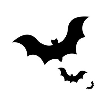 Halloween black bat icon design. Silhouettes style. Vector illustration isolated on white background.