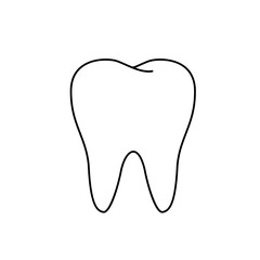 Single white and healthy tooth. Dental care concept. Icon design. Vector illustration isolated on white background.