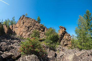 Beautiful rock in the Siberian taiga