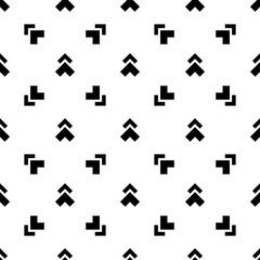Abstract seamless monochrome pattern, black and white arrows