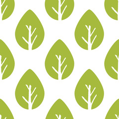 Fototapeta na wymiar Seamless foliage pattern. Green leaf vector background