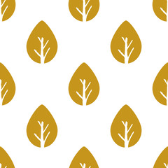 Seamless foliage pattern. Gold leaf vector background