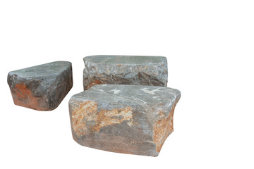 Rocks for sitting or Stone sitting bench in gardenisolated on white background with clipping path