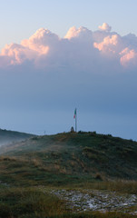 Calm flag at sunrise
