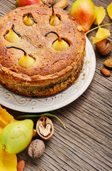 Homemade autumn pear cake