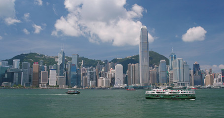 Hong Kong urban city skyline in sunny day