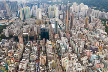 Fototapeta na wymiar Aerial view of Hong Kong urban