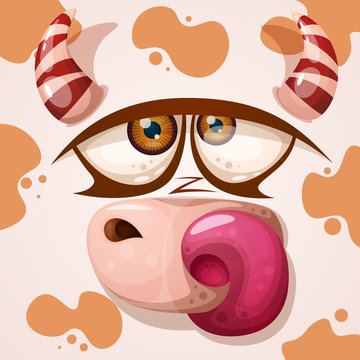 Cartoon funny, cute cow character. Halloween illustration. Vector eps 10