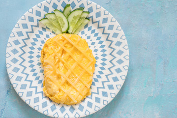 Funny Breakfast omelette look like pineapple