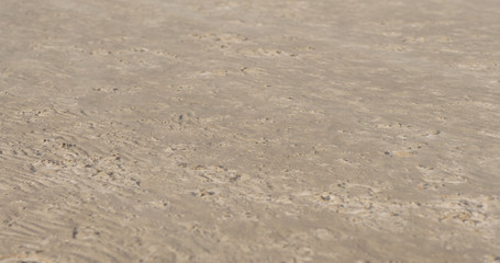 wind blows sand on a beach at midday