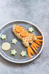 Funny grilled cheese sandwich look like rocket with stars