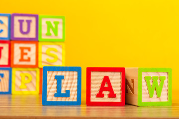 Wooden alphabet blocks with letters