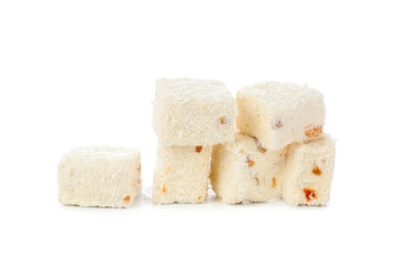 Turkish delight isolated on white.