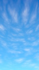 The bright sky in the morning. Blue sky background with white clouds. Cumulus white clouds in the clear blue sky. 3D illustration