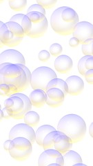 Light pastel colored background with purple bubbles. Wallpaper, texture purple balloons. 3D illustration