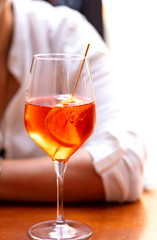 fresh aperol cocktail on table