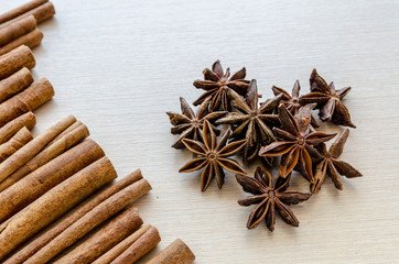 spice - star anise and cinnamon