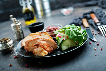 meat with salad